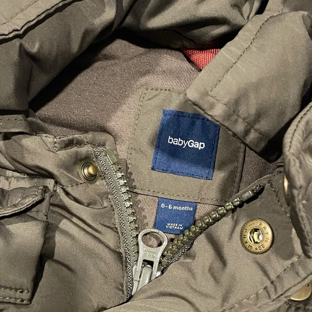 Baby Gap Green Hooded Parka Jacket Sherpa‎ Lined hood 0-6 Months
